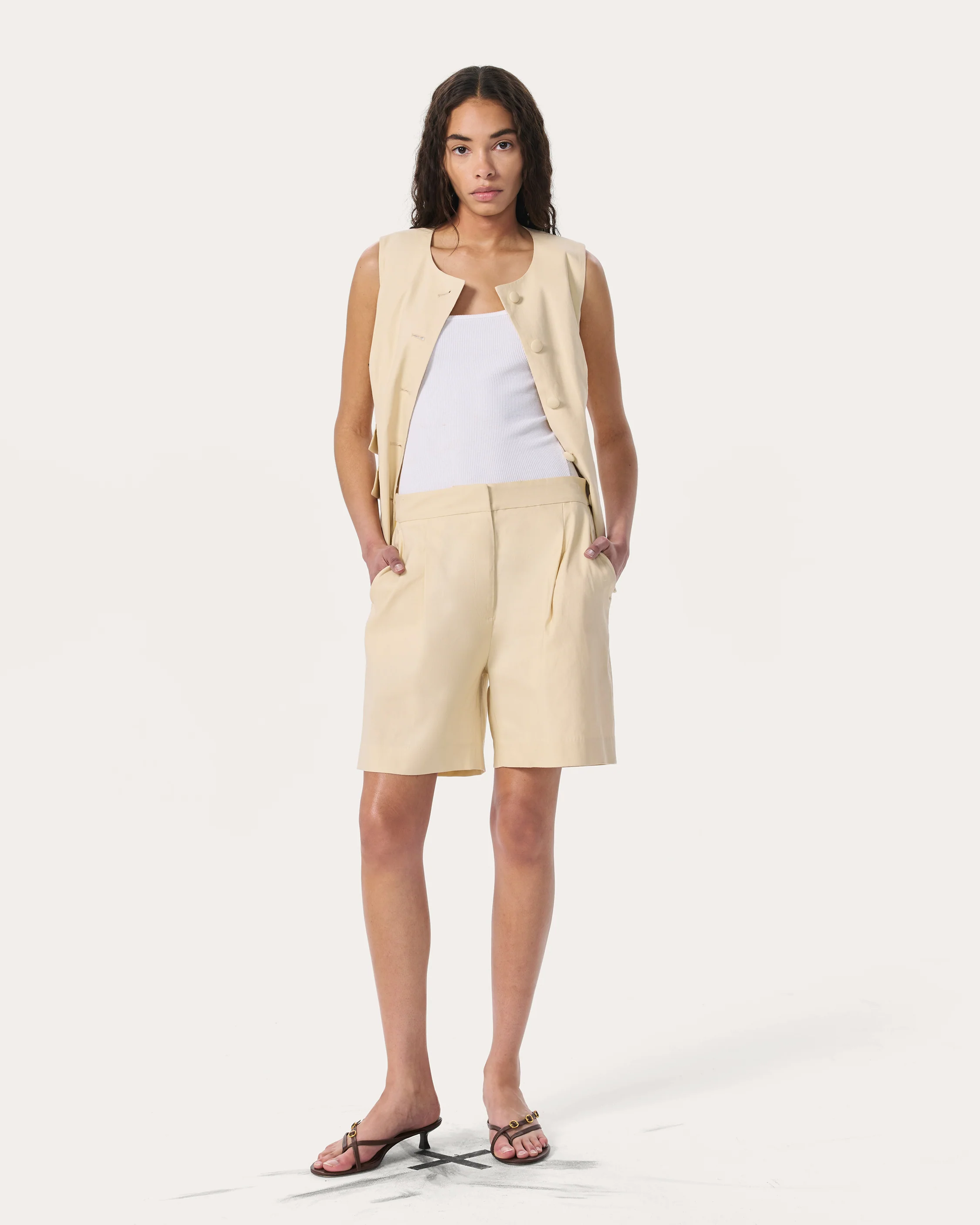 Leona Linen-Blend Shorts