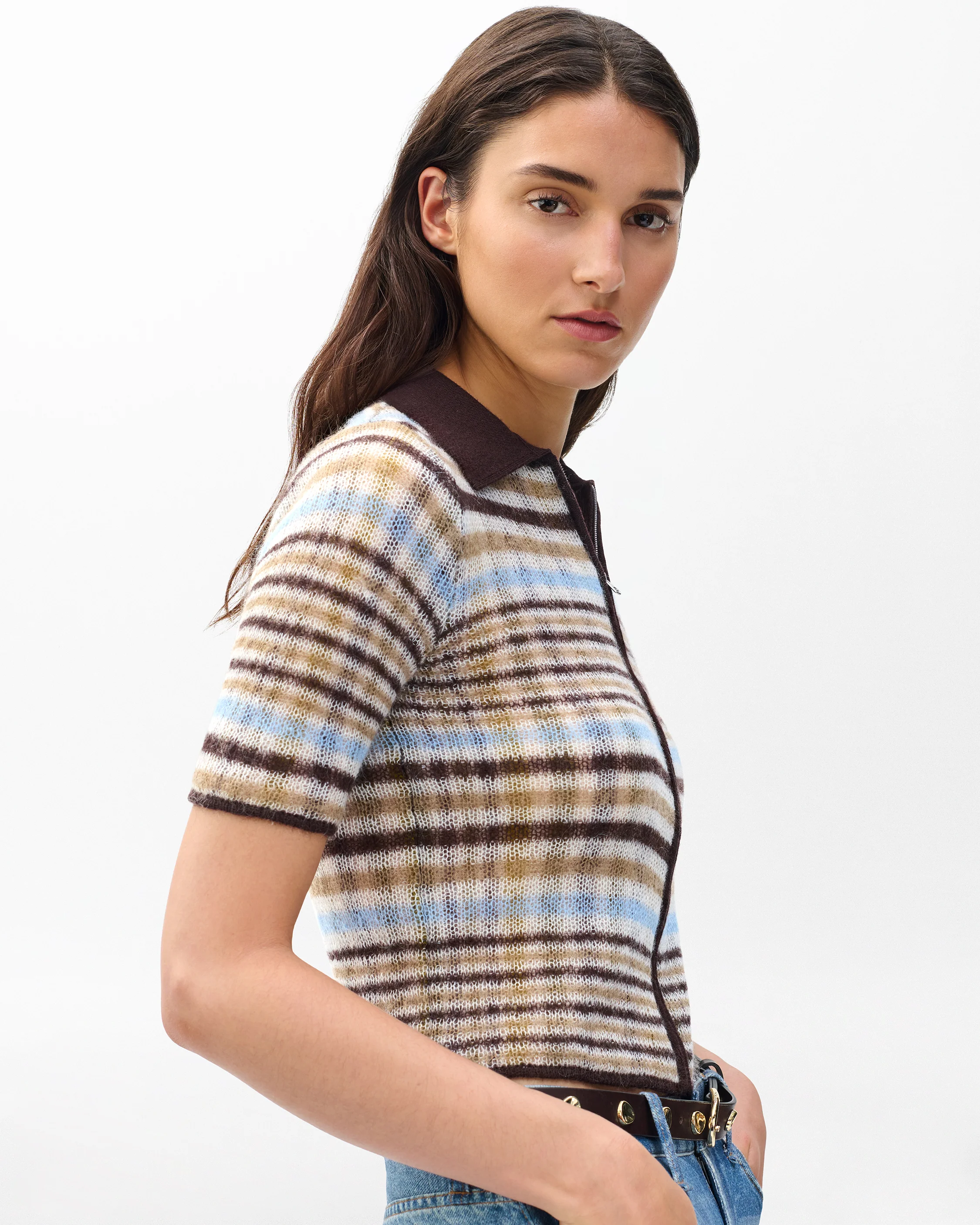 Leva Plaid Zip Polo Sweater - Image 4