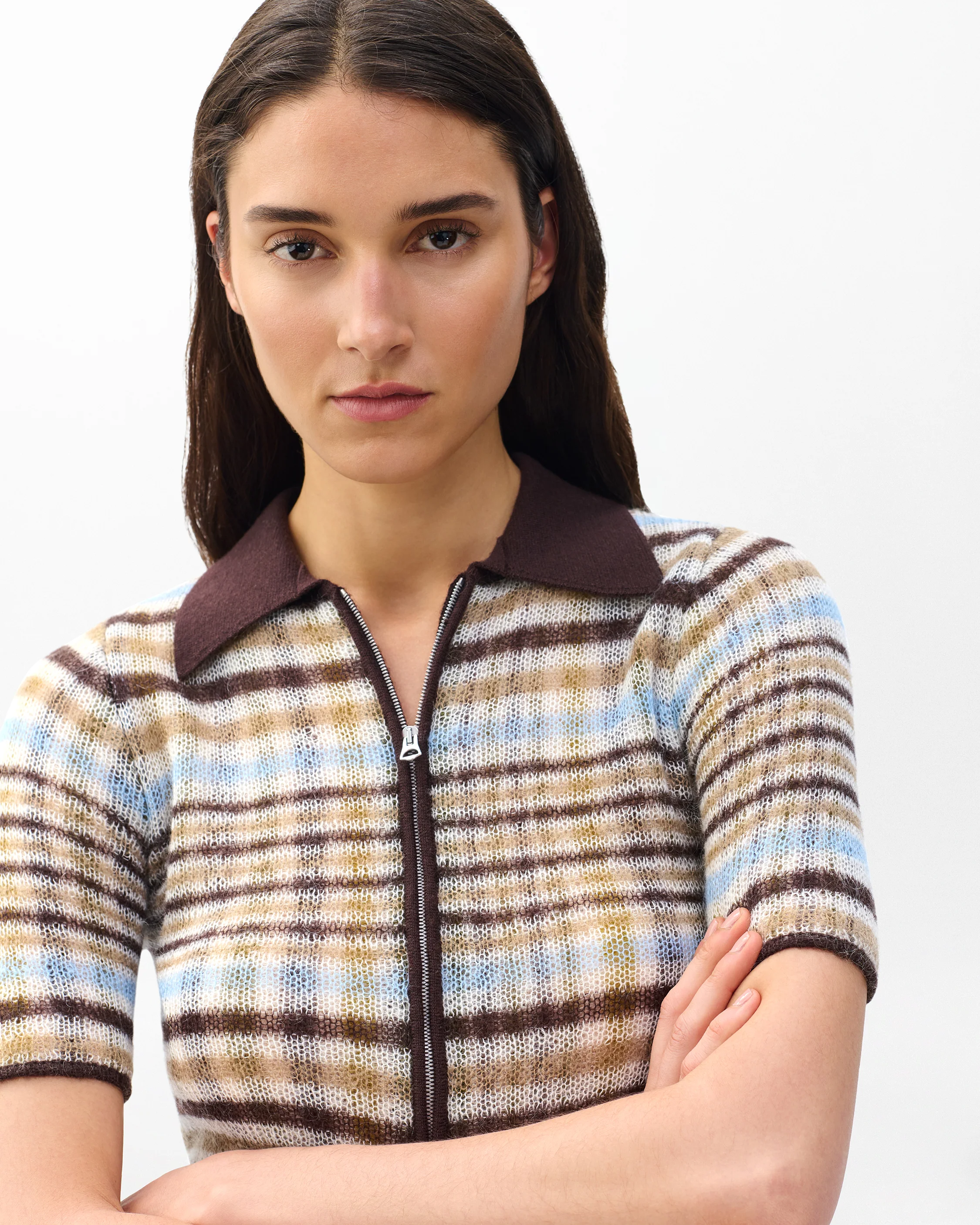 Leva Plaid Zip Polo Sweater - Image 5
