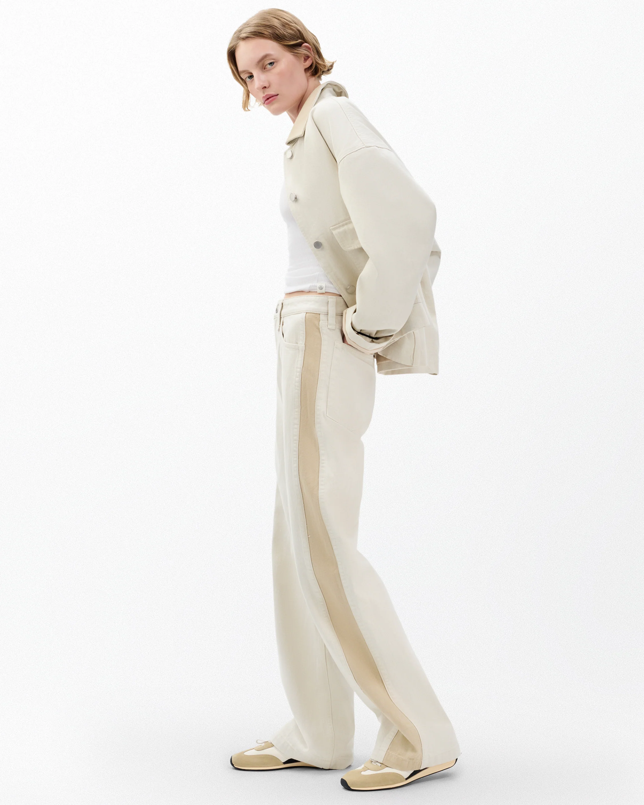 Logan Spliced Wide-Leg Jeans