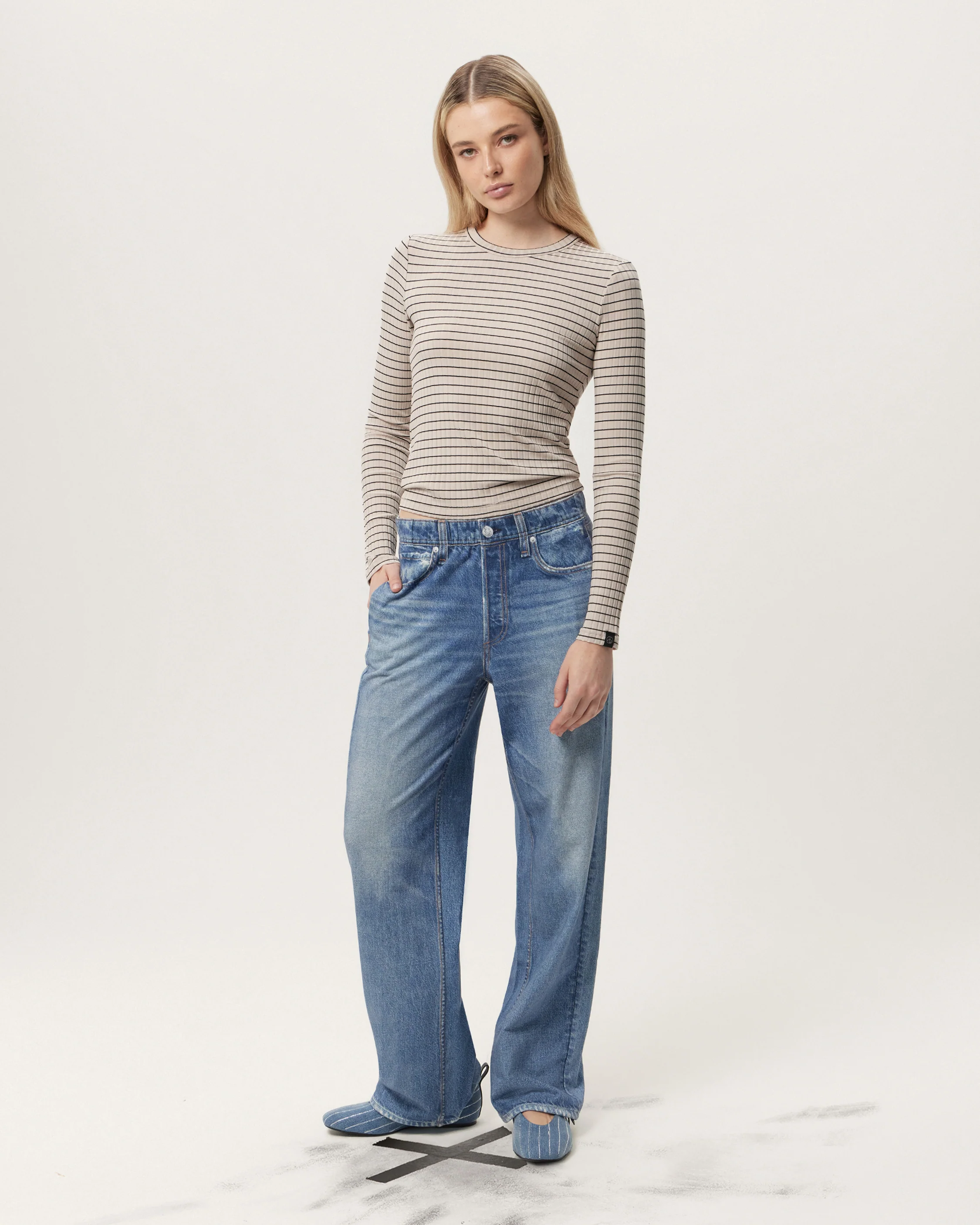 Luca Stripe Ribbed-Knit Long Sleeve T-Shirt - Image 3