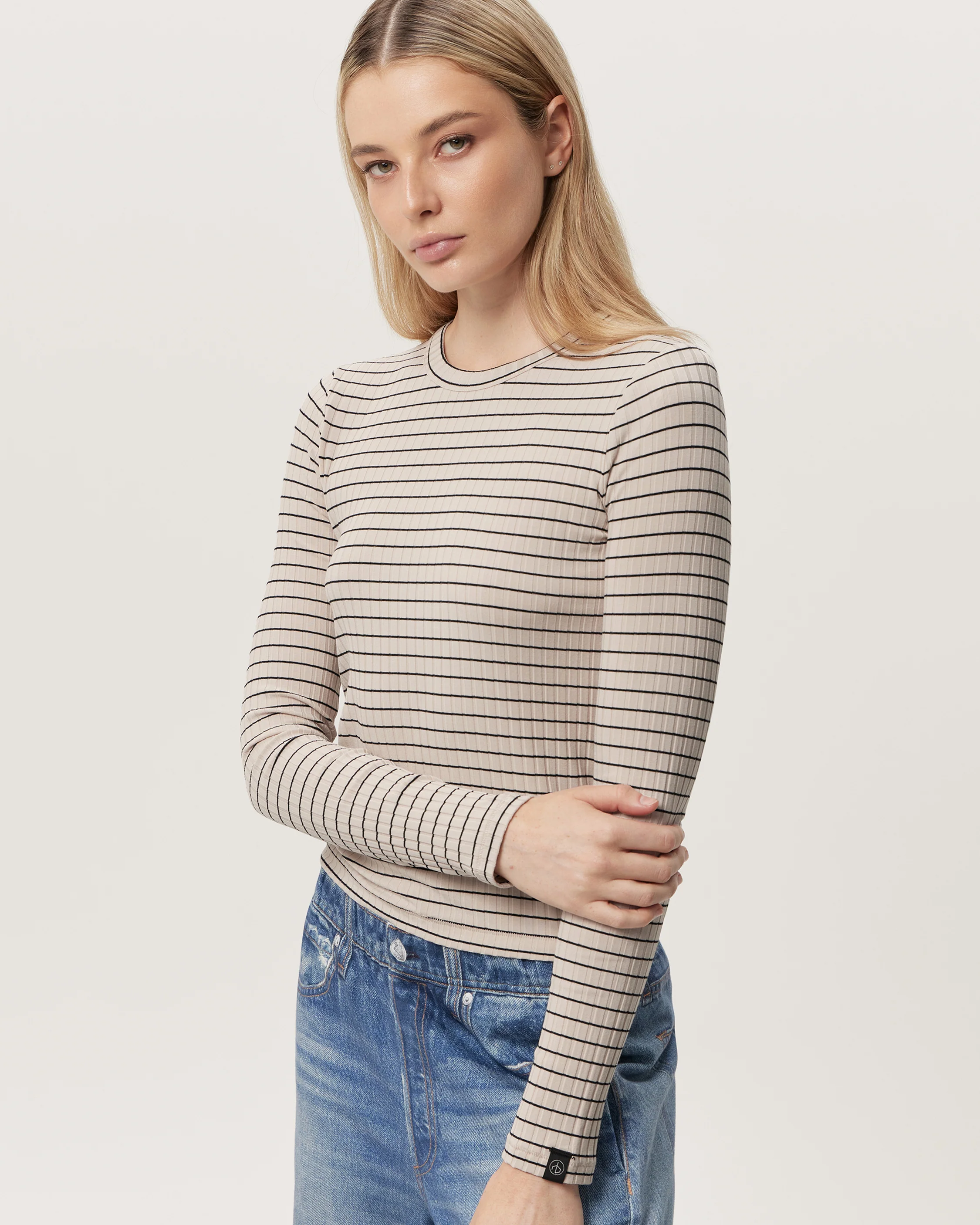 Luca Stripe Ribbed-Knit Long Sleeve T-Shirt - Image 5