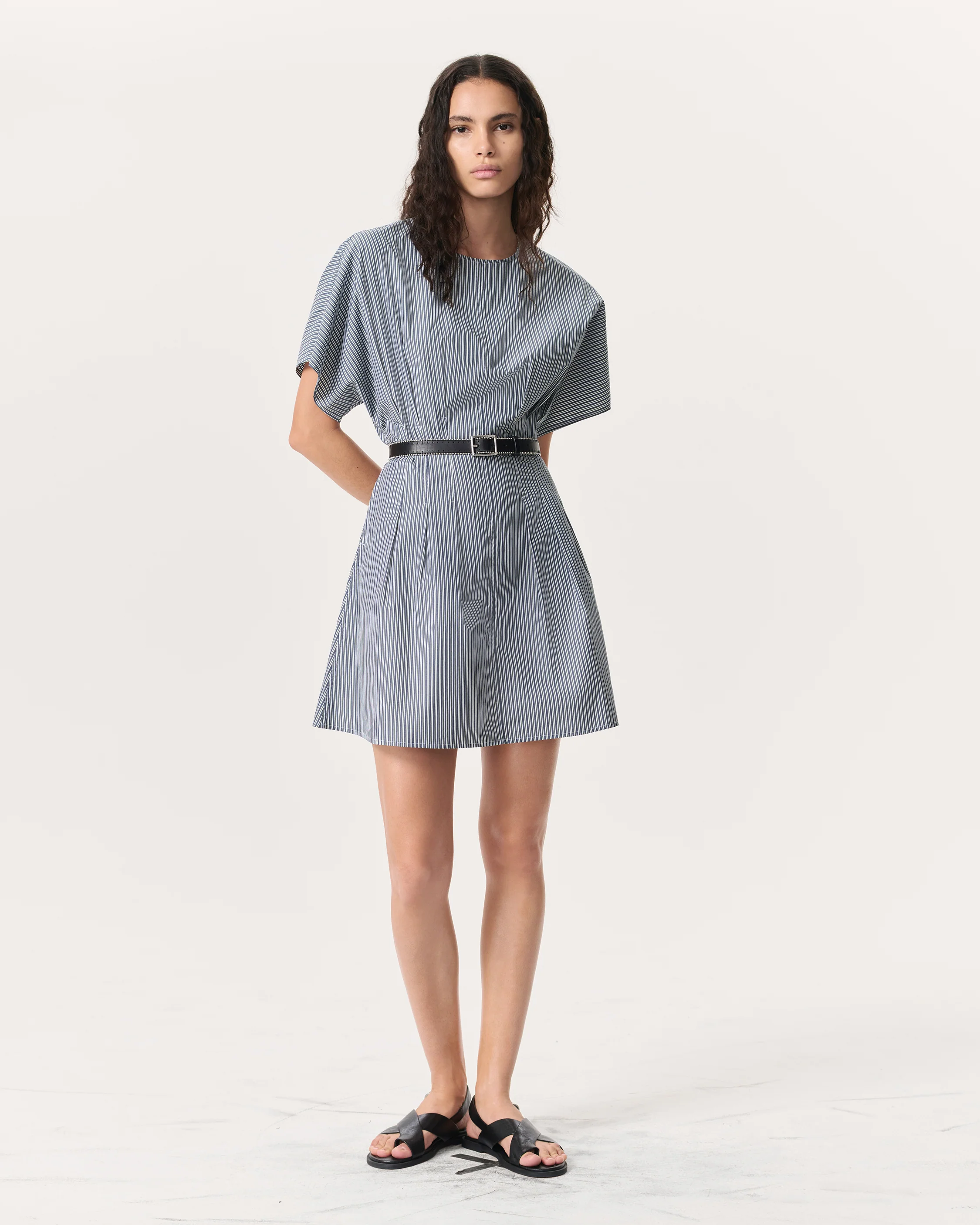 Maddie Striped Cotton Poplin Mini Dress