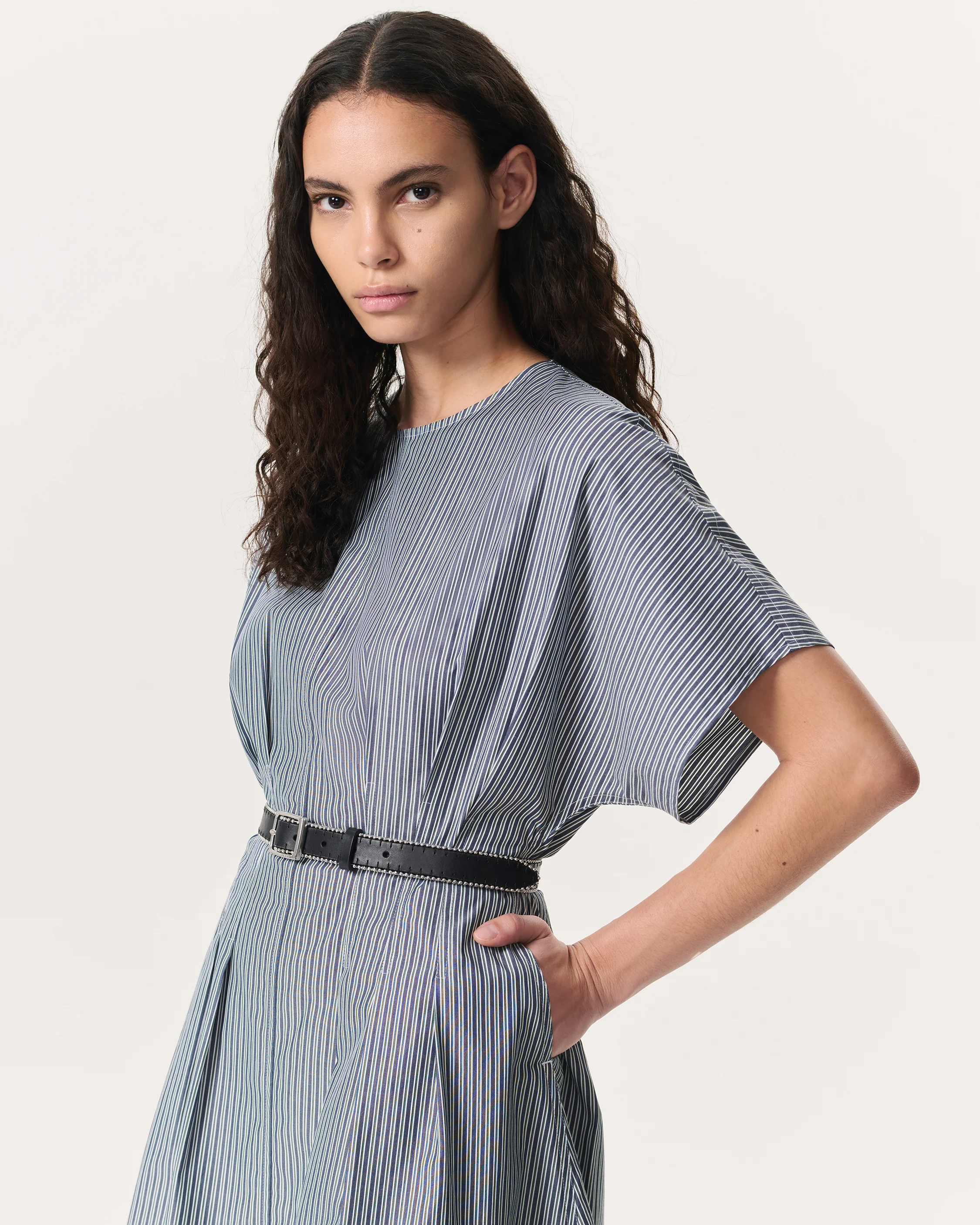 Maddie Striped Cotton Poplin Mini Dress - Image 4