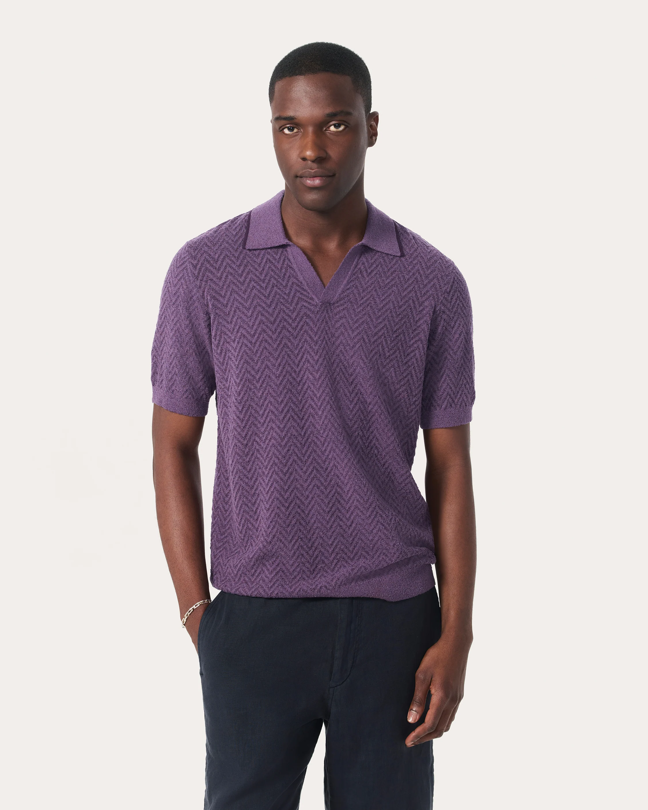 Zuma Herringbone Knit Polo Shirt