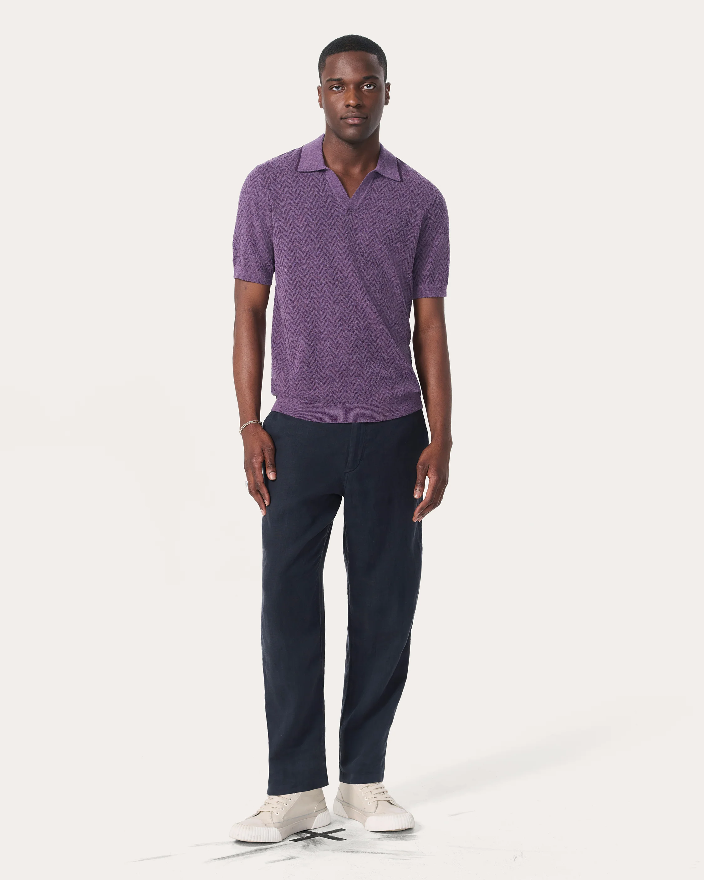 Zuma Herringbone Knit Polo Shirt - Image 3