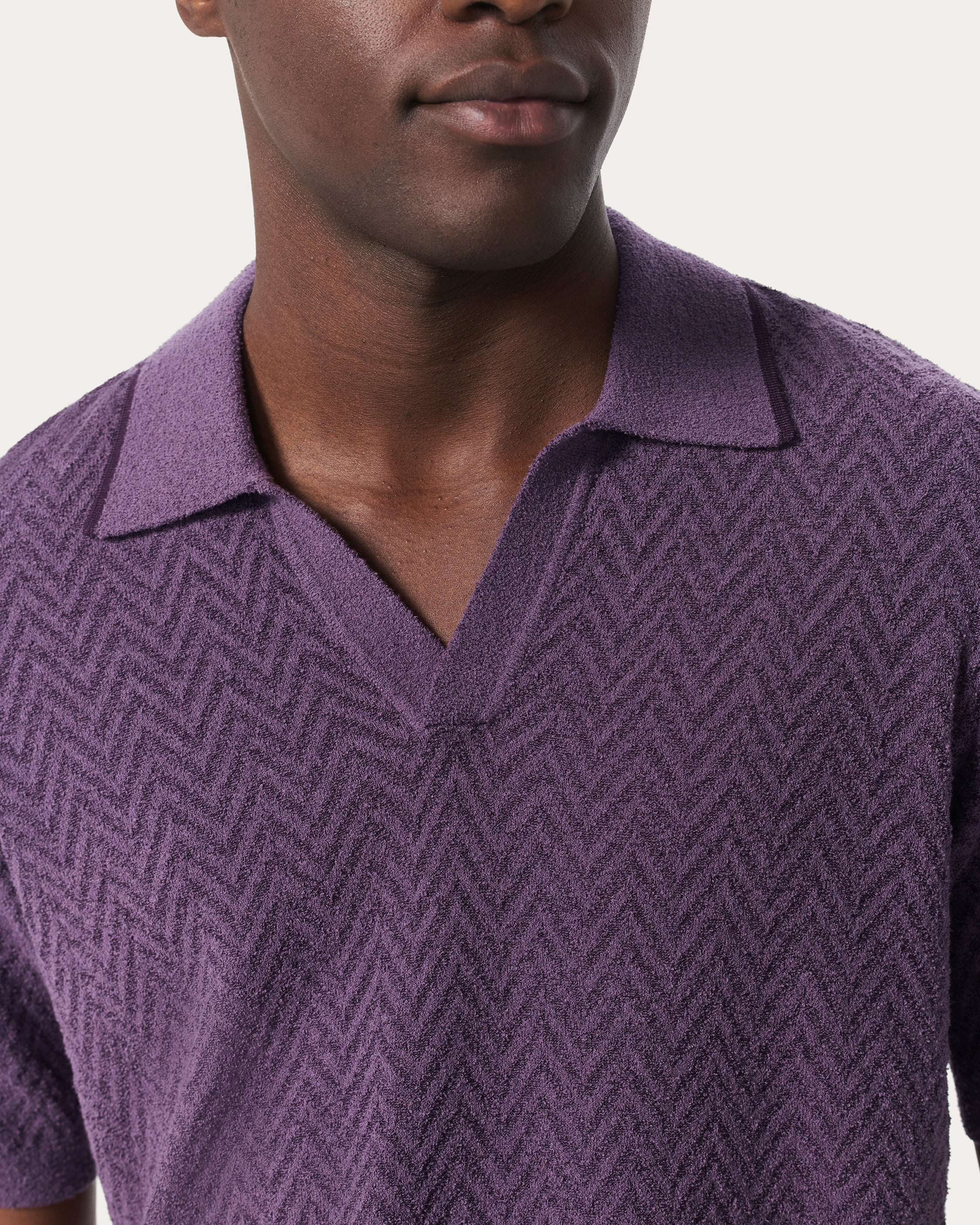 Zuma Herringbone Knit Polo Shirt - Image 4