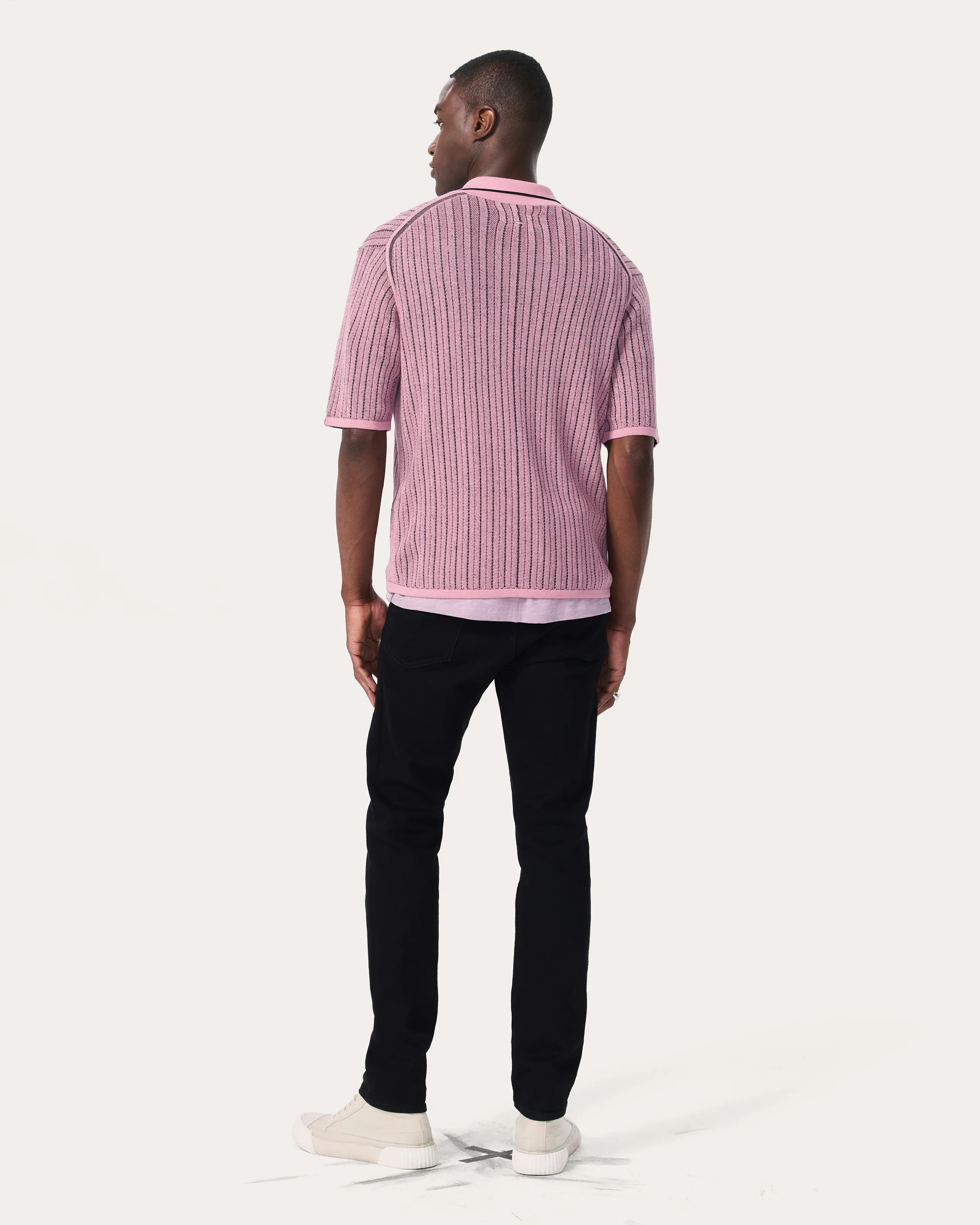 Harvey Striped Knit Polo Shirt - Image 6