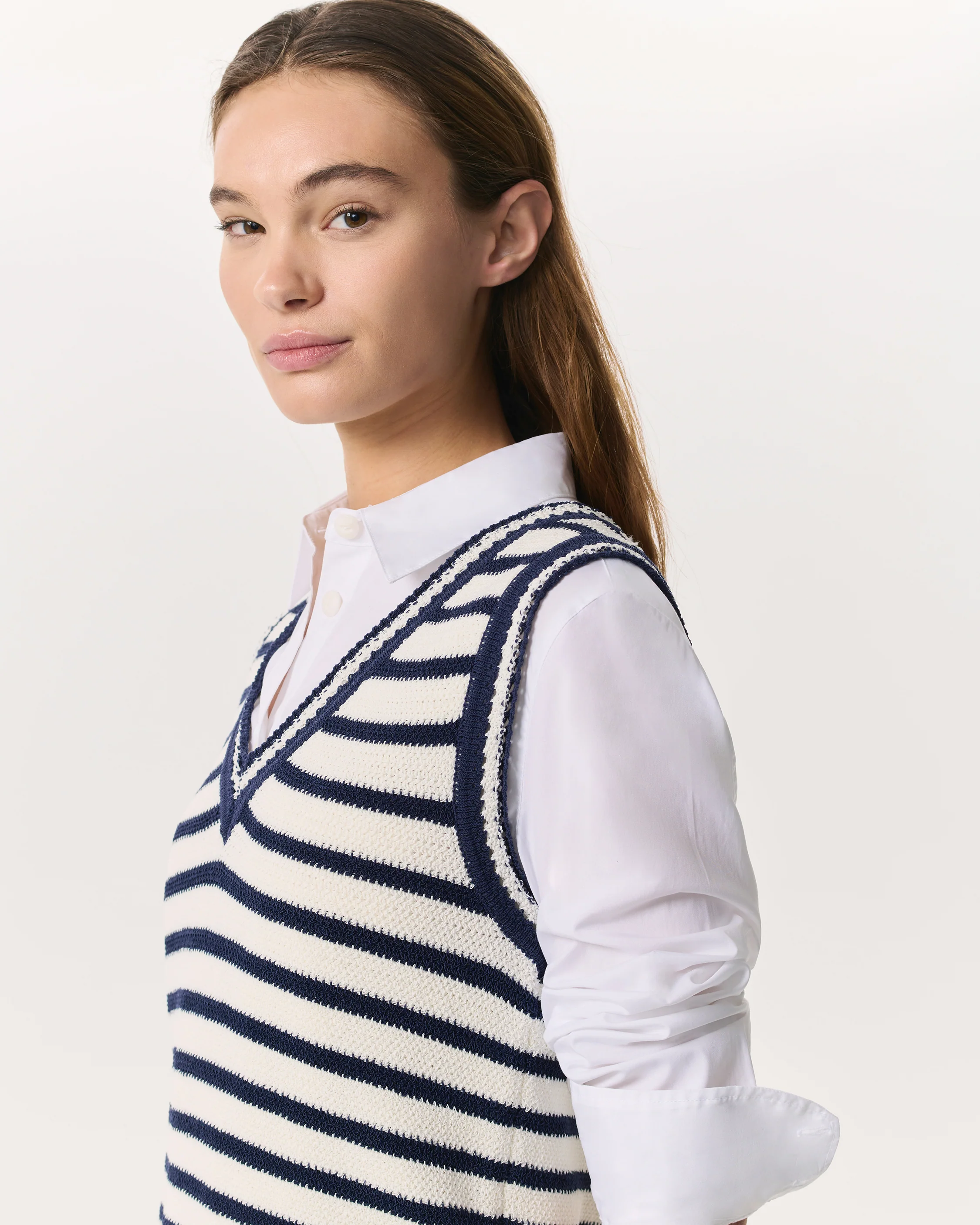 Meghan Crochet-Trim Striped Sweater Vest - Image 6