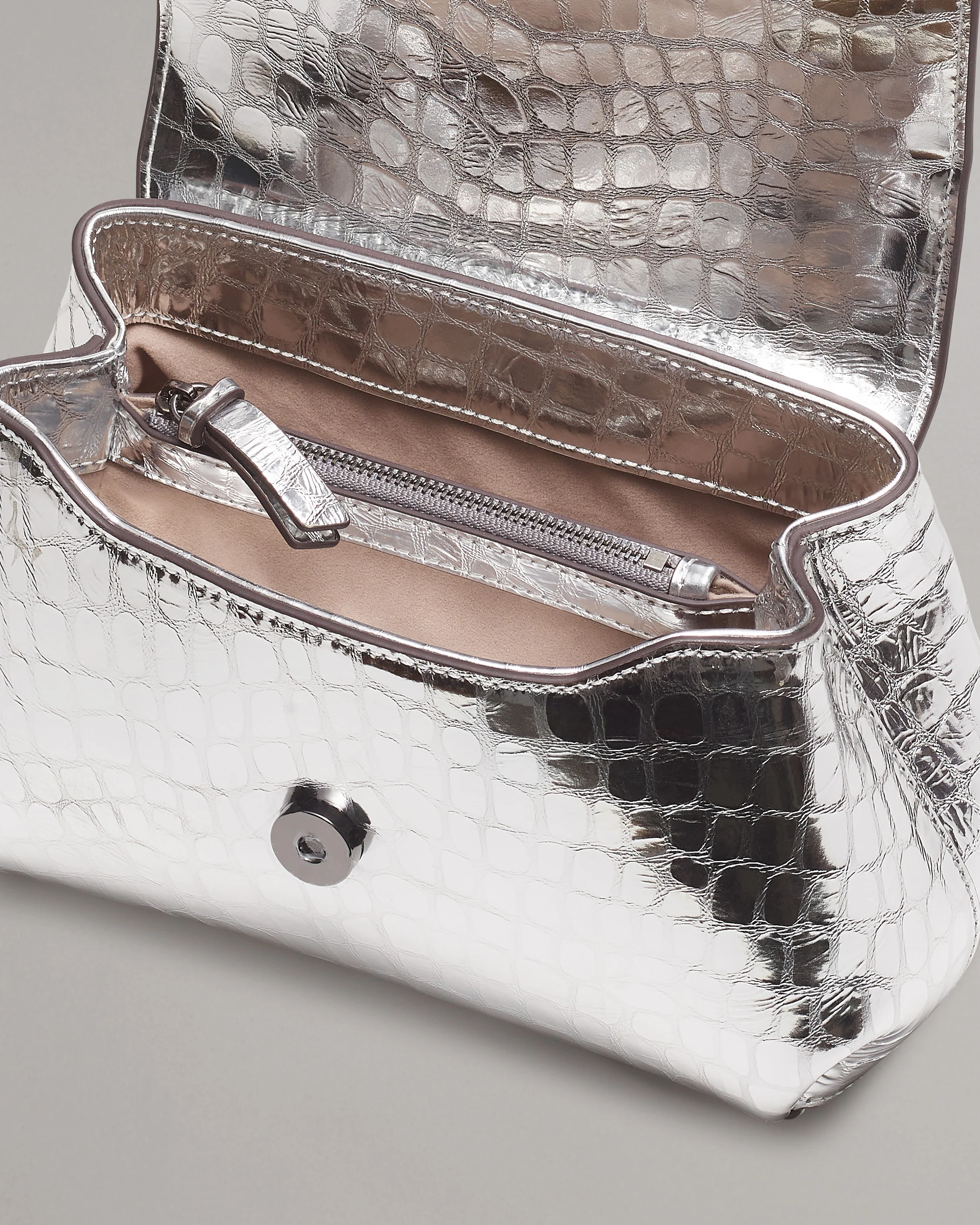 Realm Embossed Metallic Leather Crossbody Bag - Image 6