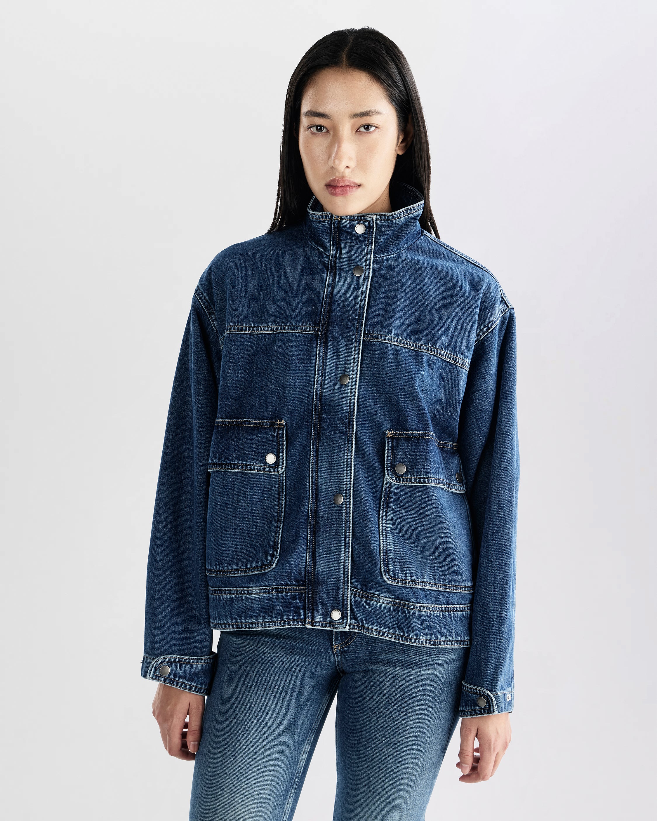 Sophia Stand Collar Denim Jacket