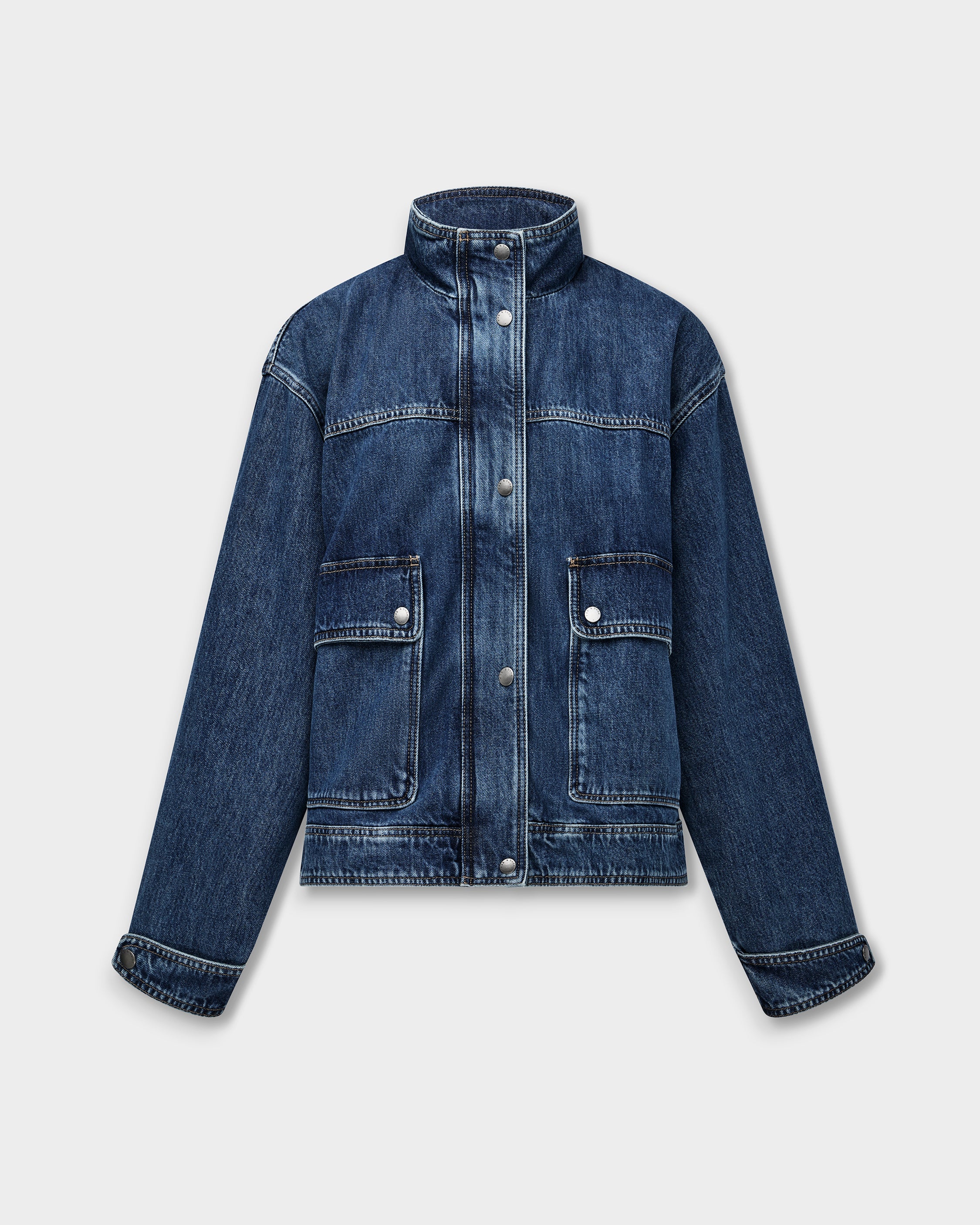 Sophia Stand Collar Denim Jacket - Image 2
