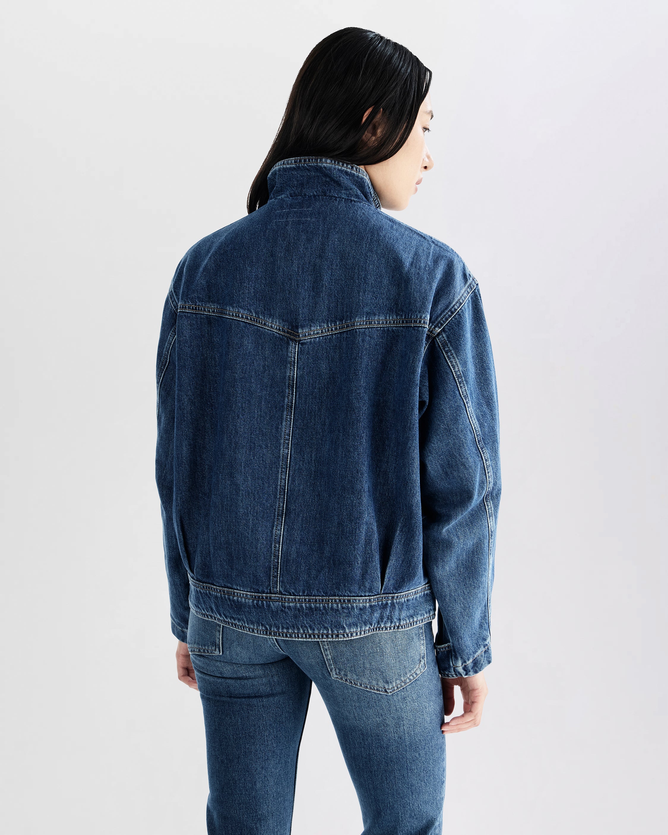Sophia Stand Collar Denim Jacket - Image 6