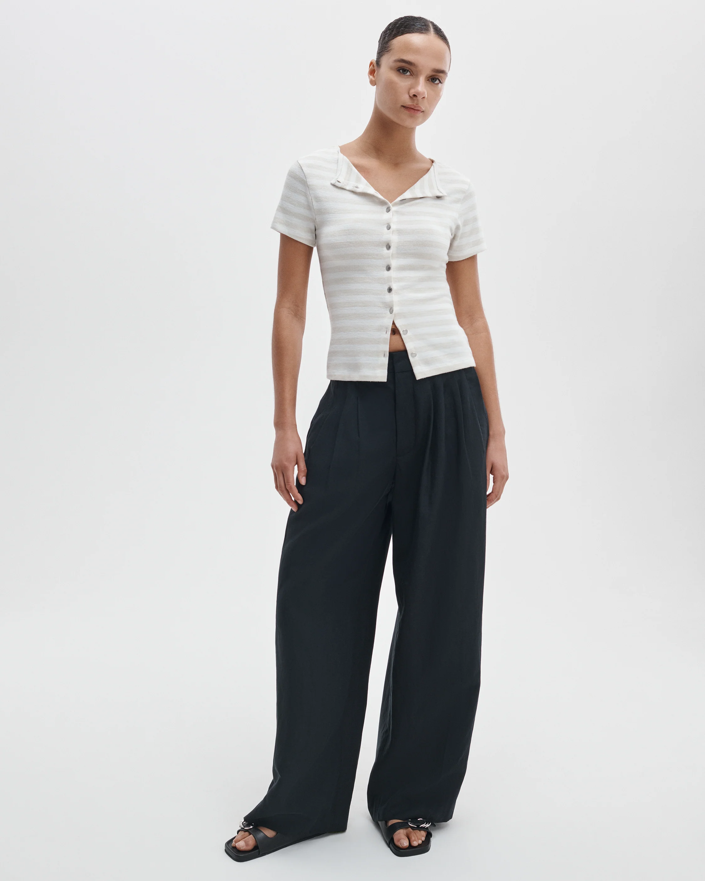 The Knit Striped Button Tee - Image 3