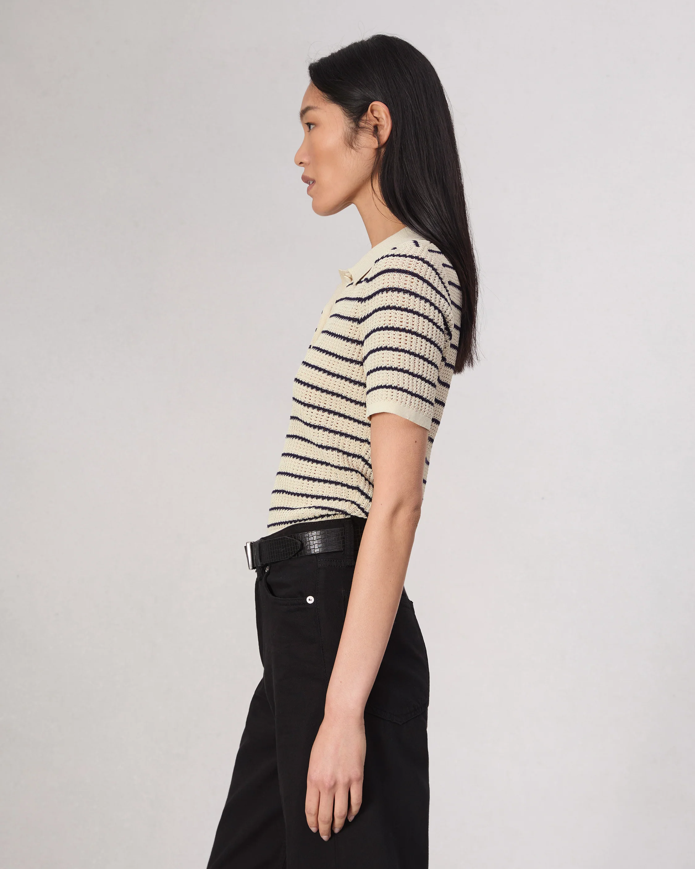 Viola Striped Cotton Polo - Image 4