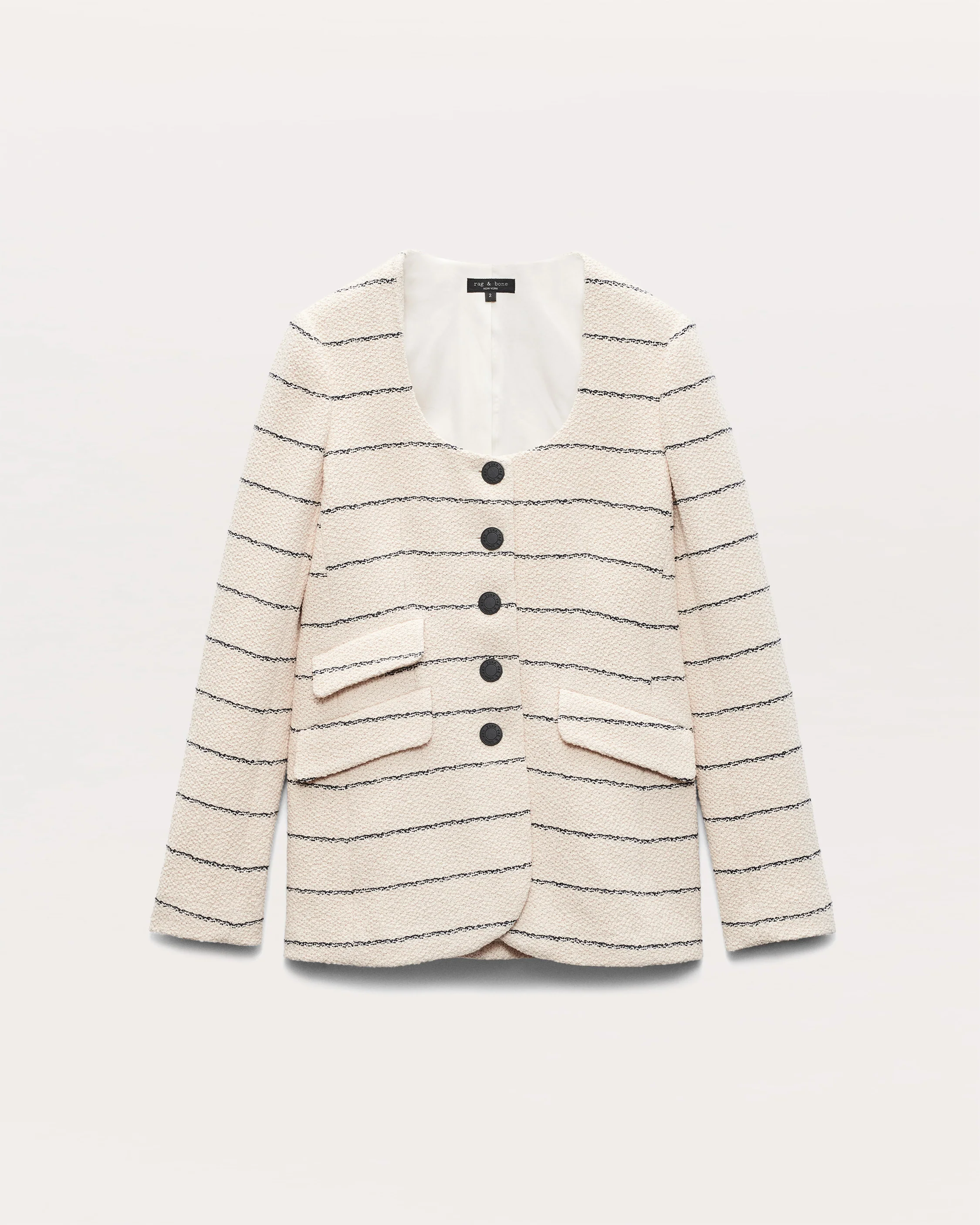 Roslyn Cotton Tweed Scoop-Neck Blazer - Image 2