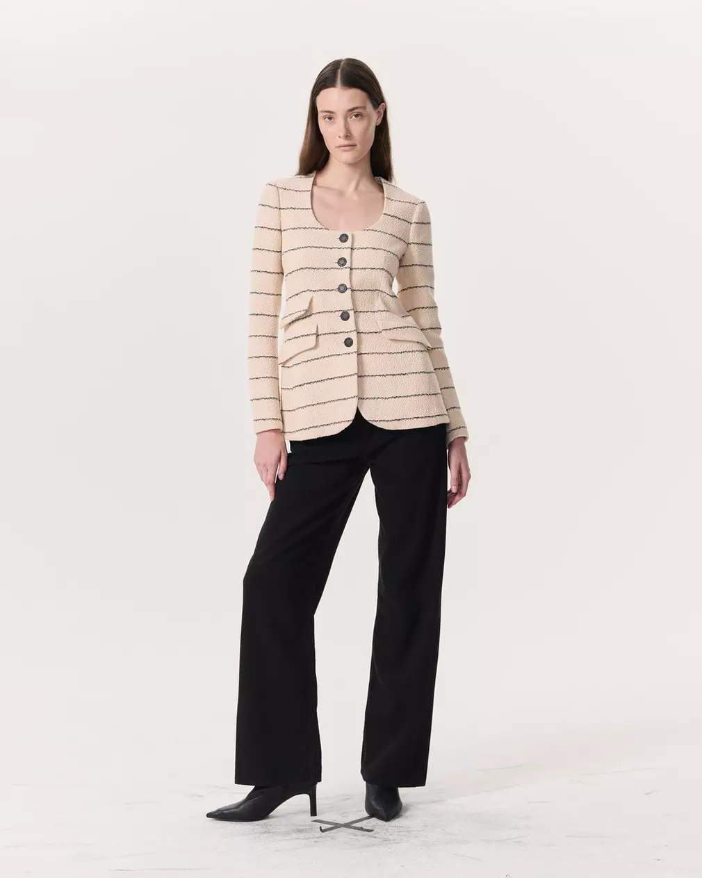 Roslyn Cotton Tweed Scoop-Neck Blazer - Image 4