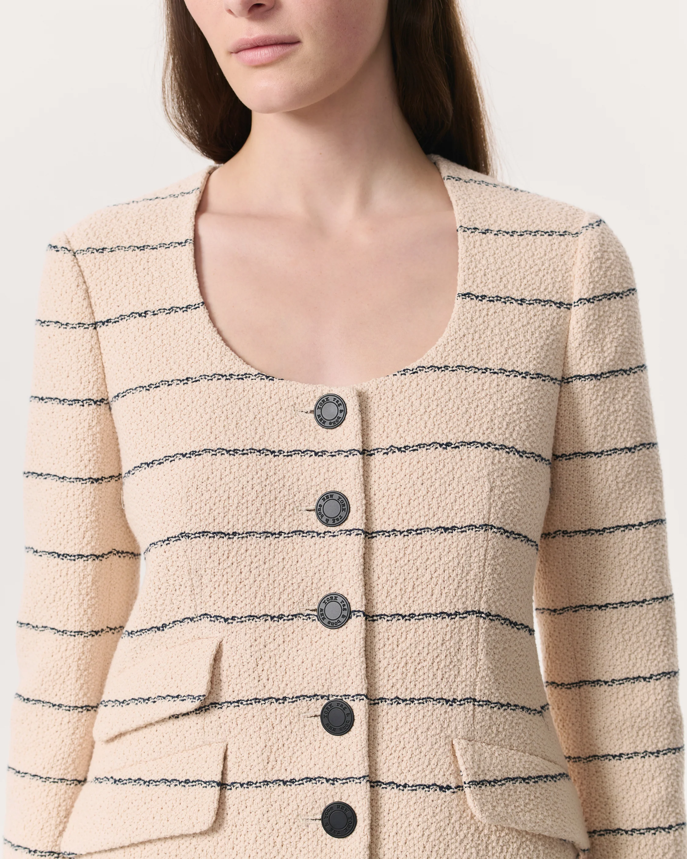Roslyn Cotton Tweed Scoop-Neck Blazer - Image 6